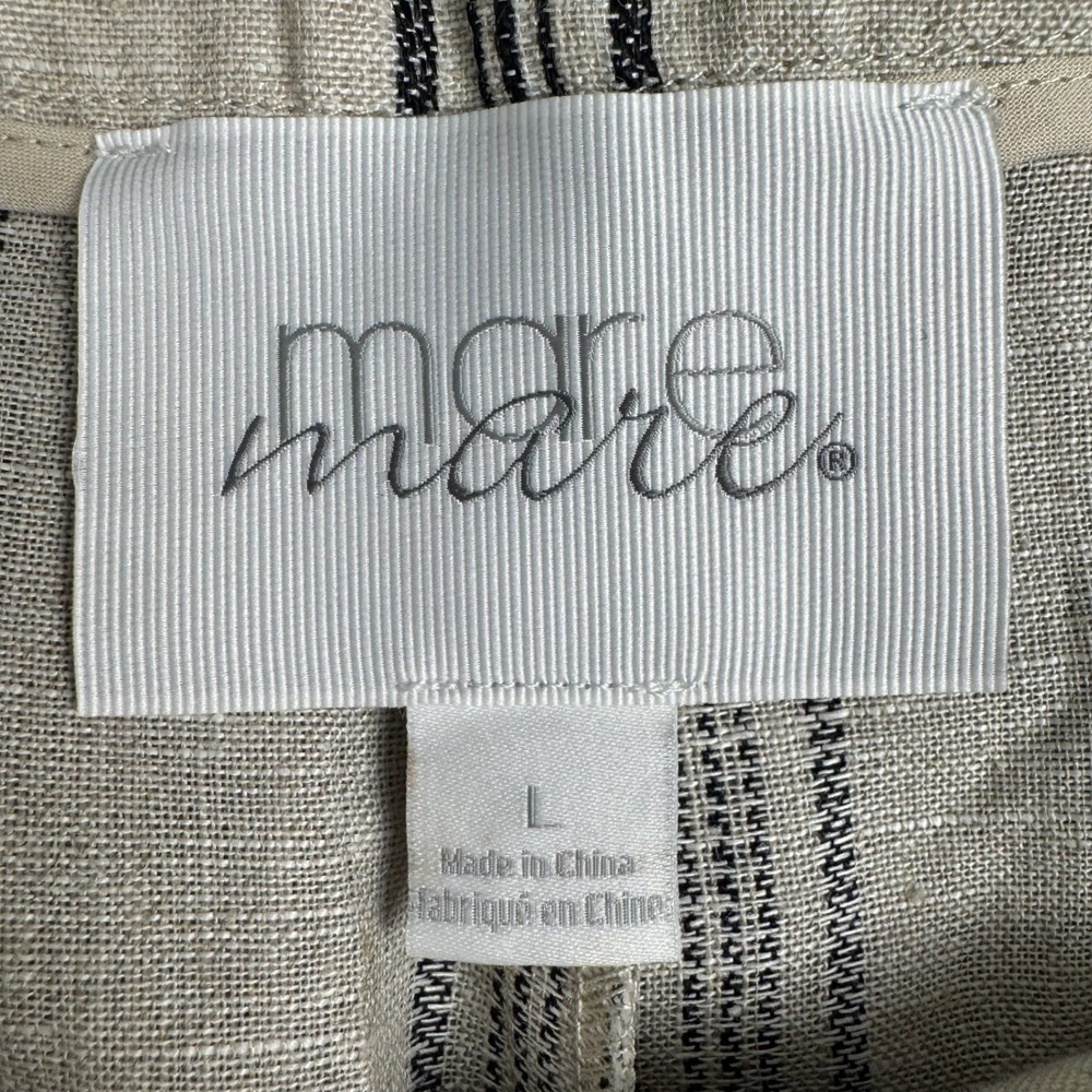 mare mare Pants Womens L Anthropologie 100% Linen Striped Wide Leg High Rise - Picture 3 of 10